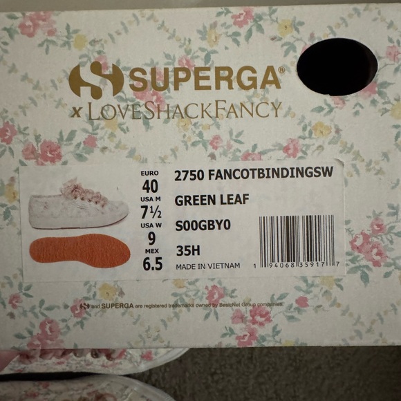 Superga X LoveShackFancy VIRAL Floral Print 💐 “Green Leaf” Sneakers NIB Rare 💎 - Picture 2 of 10